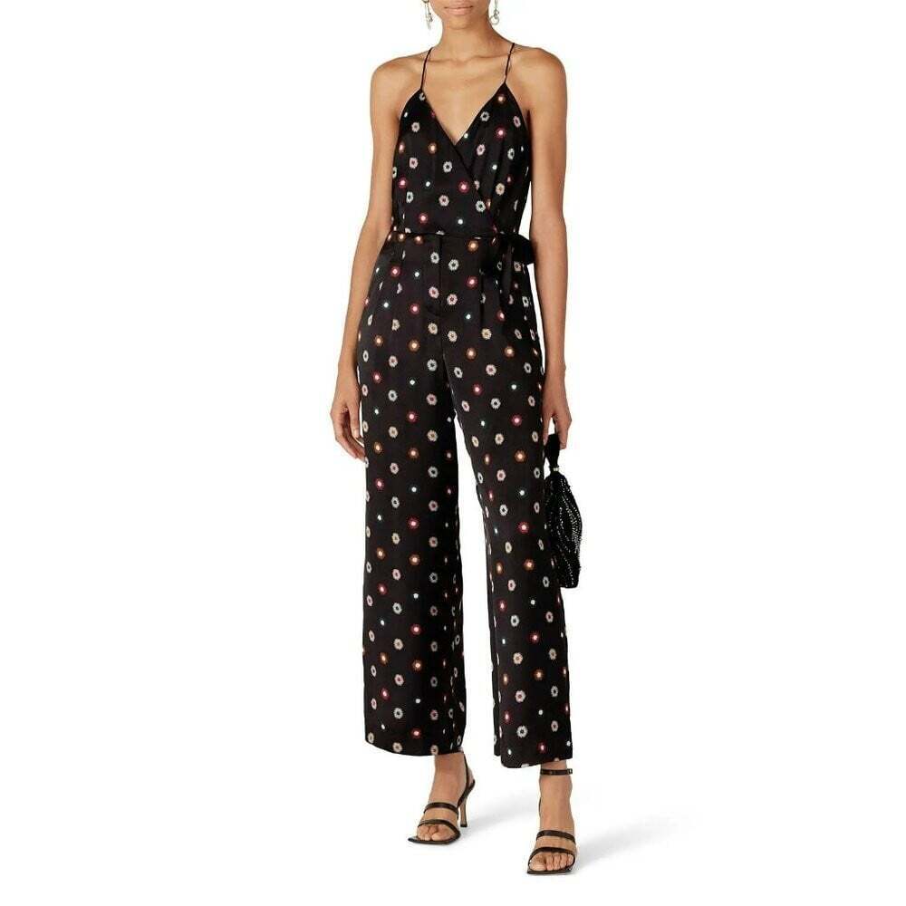 Scotch & Soda Jewel Tones Jumpsuit Size Small Black Wide Leg Starwatcher Print